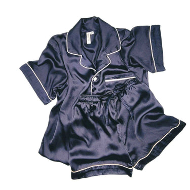 Navy Silk Shorts - ELORA OFFICIAL PJs